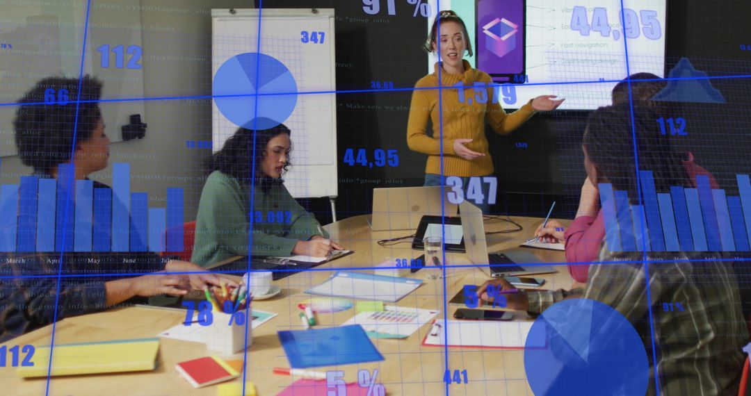 Diverse Team Analyzing Digital Data for Business Strategy