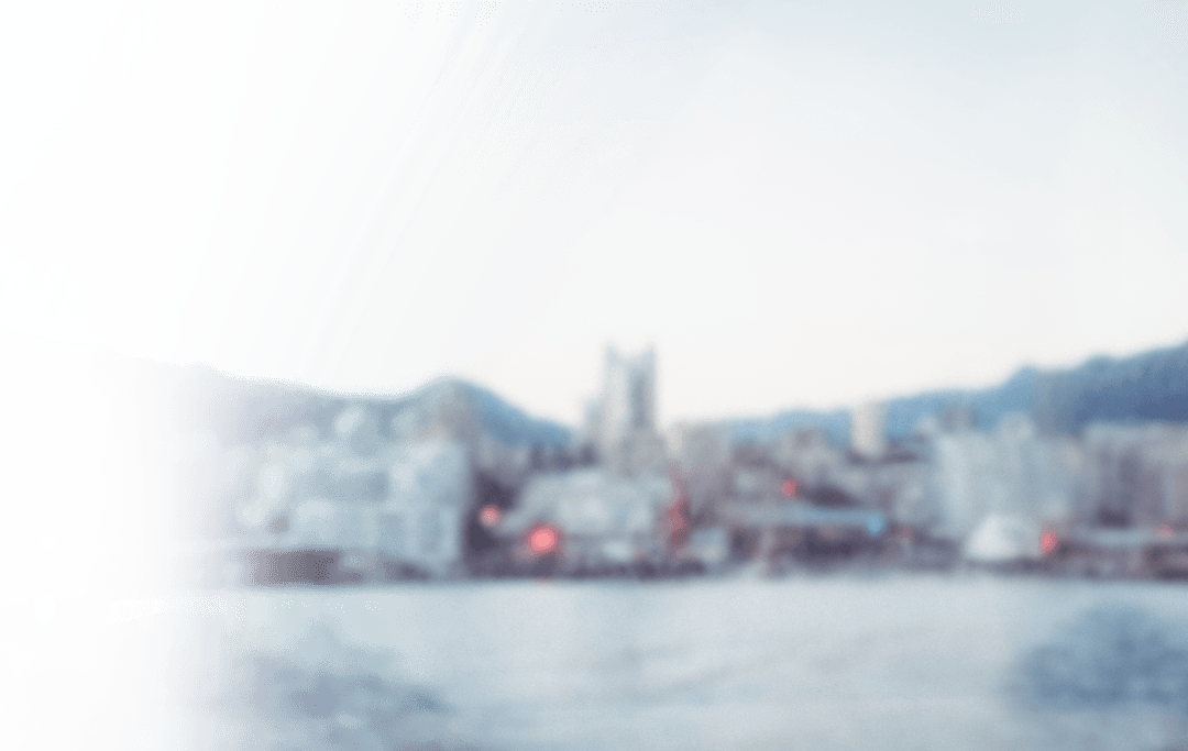 Blurry Cityscape Above Water on Transparent Canvas