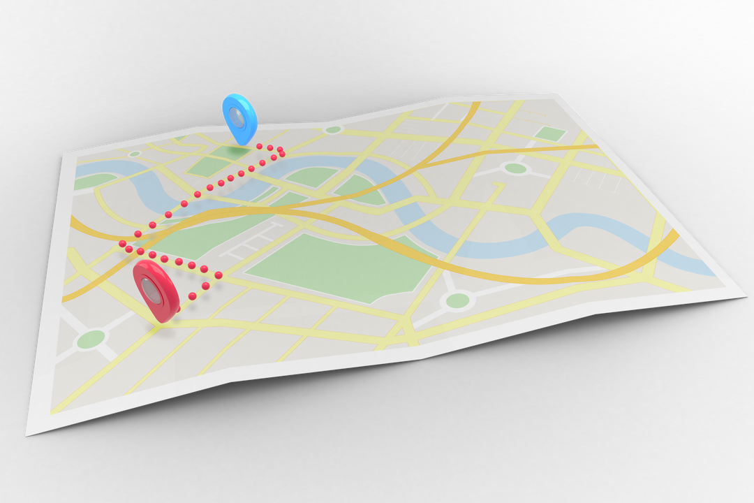 Transparent Map with Destination Points, Travel and Navigation Illustration - Download Free Stock Images Pikwizard.com