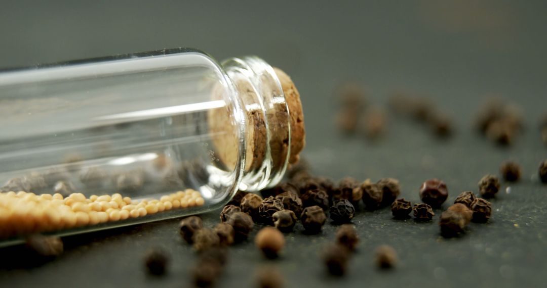 Close-up of Spilled Black Peppercorns and Mustard Seeds - Free Images, Stock Photos and Pictures on Pikwizard.com