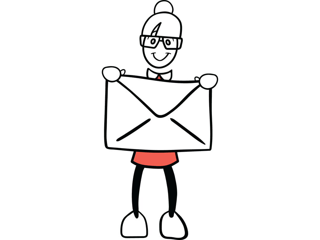 Happy Female Figure with Envelope on Transparent Background