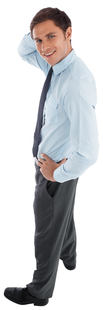 Smiling Caucasian Businessman Posing Confidently on Transparent Background