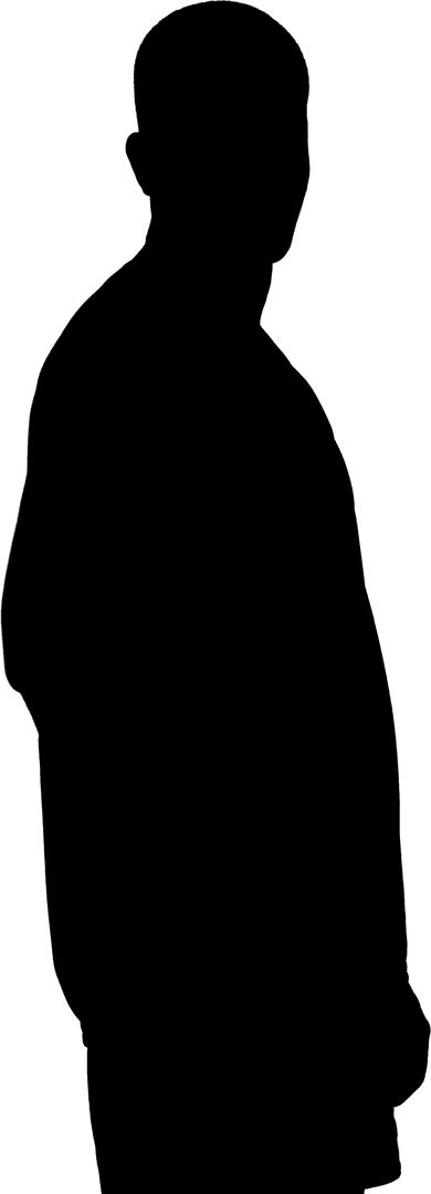 Digital Silhouette of Short-Haired Man on Transparent Background