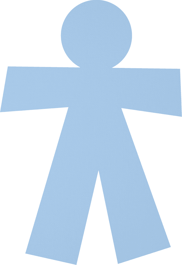 Simplistic Blue Human Figure on Transparent Background