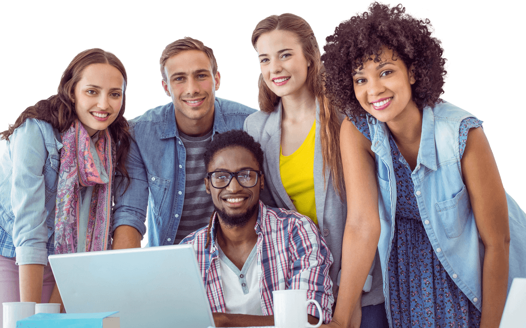 Diverse Fashion Students Collaborating with Transparent Background