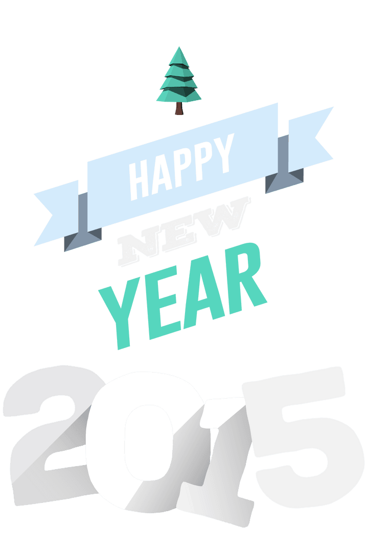 Happy New Year 2015 Greeting on Transparent Background