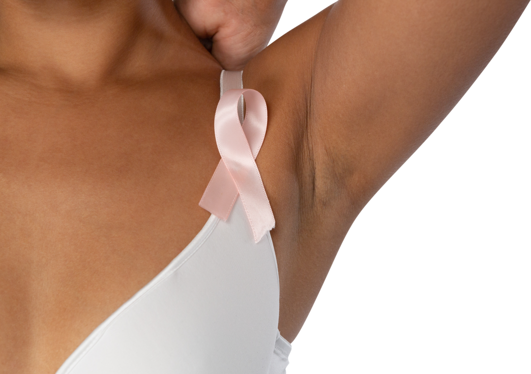 Close-up of Woman Wearing Pink Ribbon for Breast Cancer Awareness in Transparent Background - Download Free Stock Images Pikwizard.com