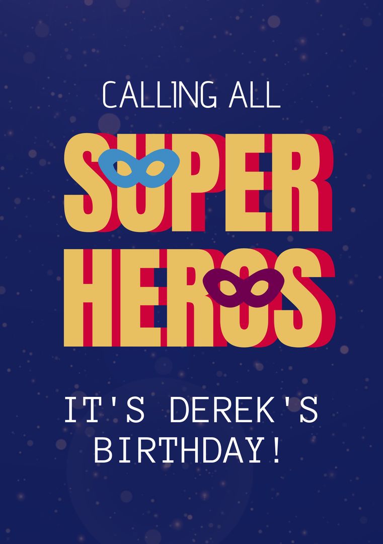 Superhero Themed Birthday Invitation with Mask Icons - Download Free Stock Templates Pikwizard.com