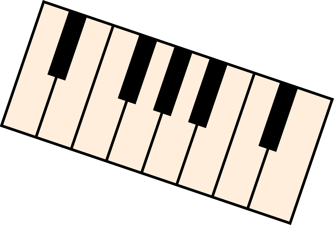 Diagonal Flat Piano Keyboard on Transparent Background