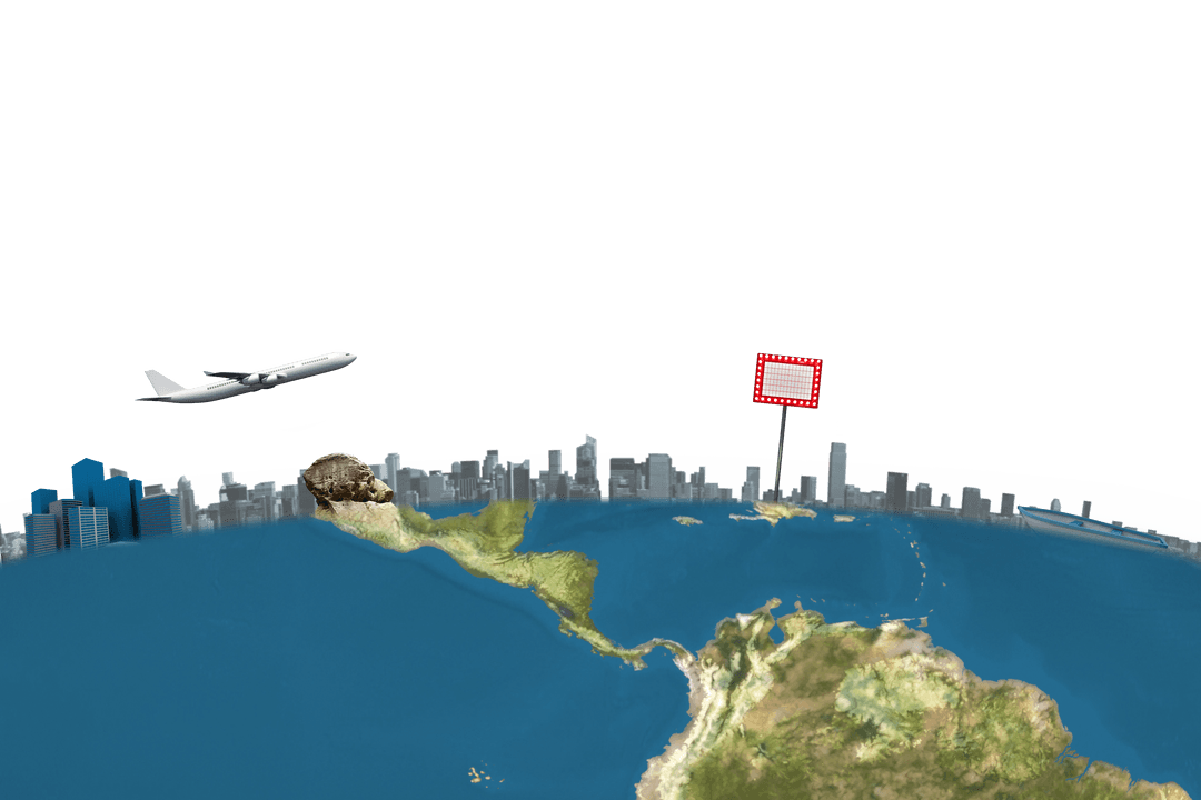 Flying Airplane Over Transparent Globe Illustration