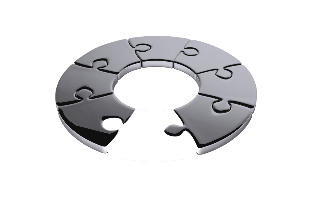 Transparent Circular Puzzle with One Missing Piece Vector Illustration