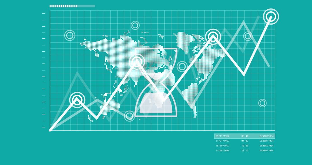 Global Finances and Data Processing With World Map Background