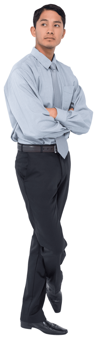 Transparent Businessman in Formal Attire Looking Focused