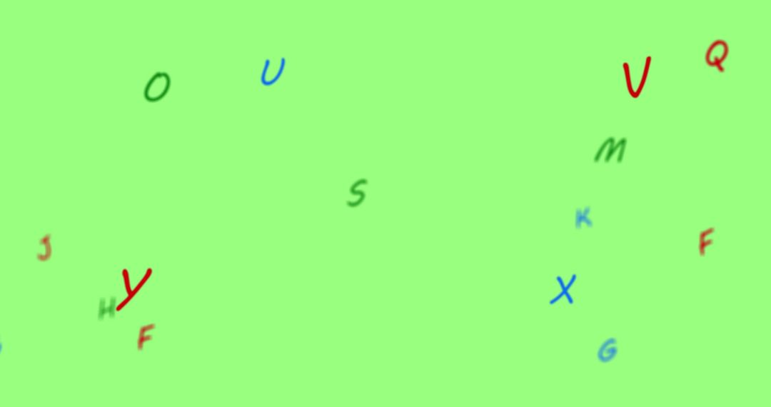 Floating Colorful Alphabets on Green Background Design