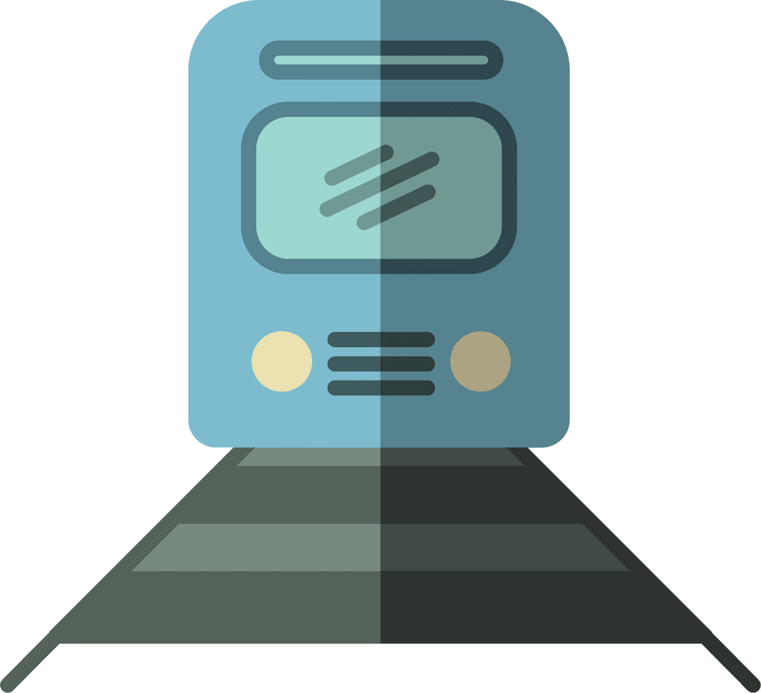 Blue Train Icon on Transparent Background for Travel Design
