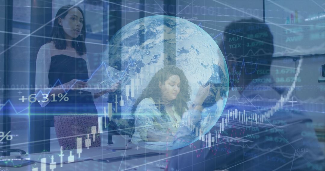 Business Presentation with Financial Charts and Global Analytics Concept