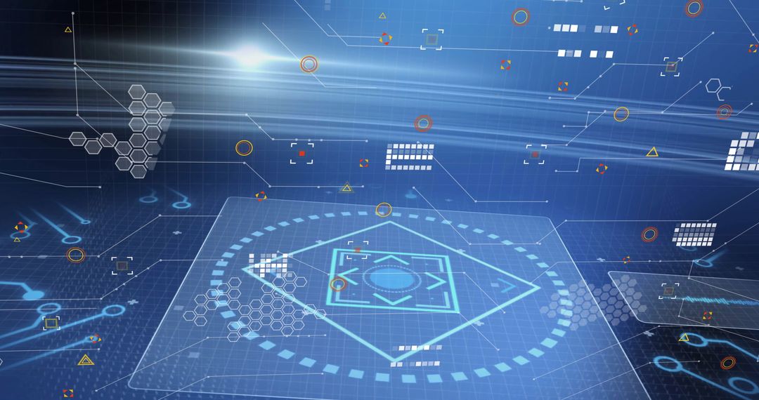 Abstract Digital Interface with Futuristic Data Processing Graphics