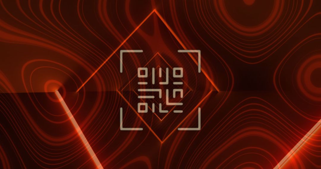 Futuristic Glowing QR Code with Red Neon Elements