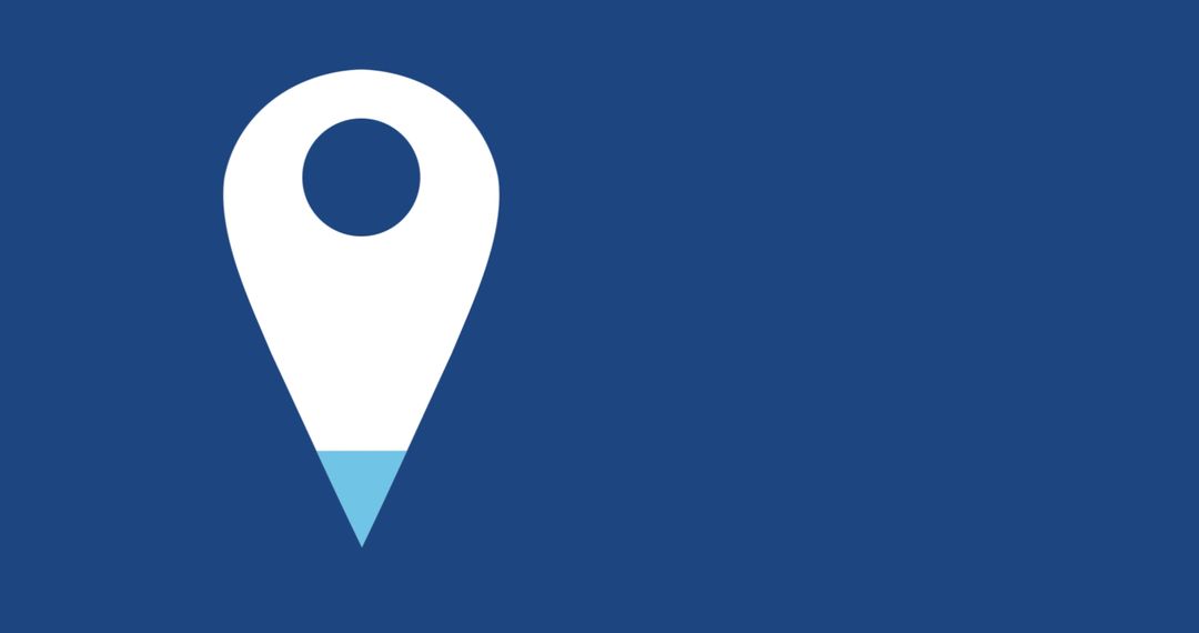 Minimalist GPS Map Pin on Blue Background