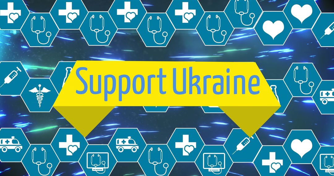 Support Ukraine Hexagonal Icons with Fast Moving Lights