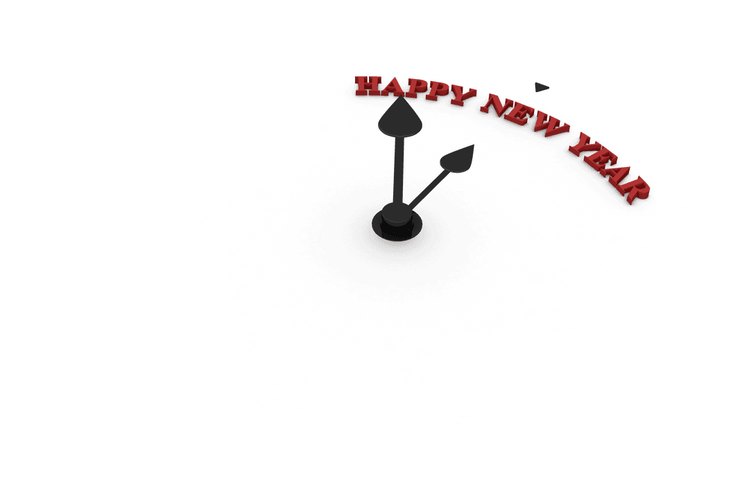 Transparent Happy New Year Clock Hands Pointing Twelve
