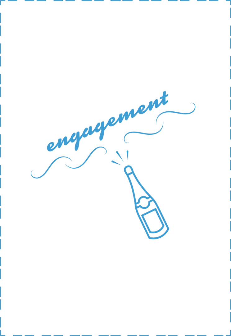 Engagement Text with Champagne on Transparent Background