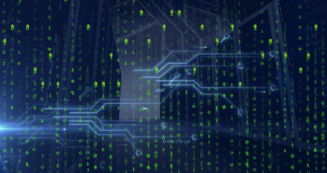 Digital Data Processing with Moving Binary Code in Tech Environment - Free Images, Stock Photos and Pictures on Pikwizard.com
