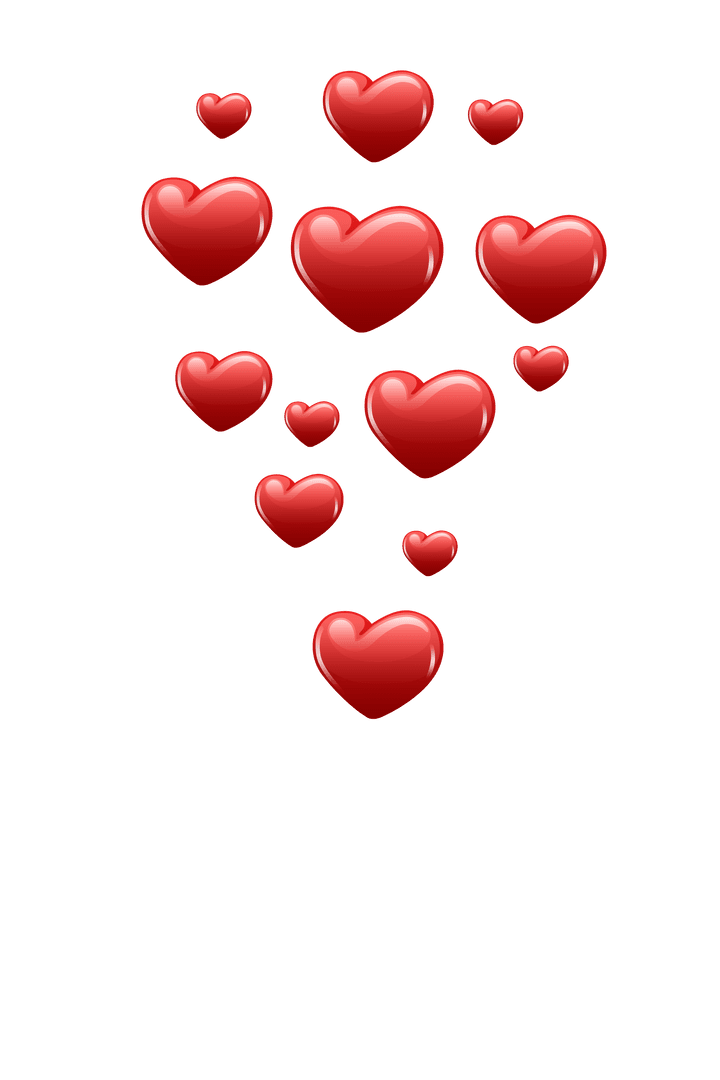 Red Hearts Cluster PNG on Transparent Background