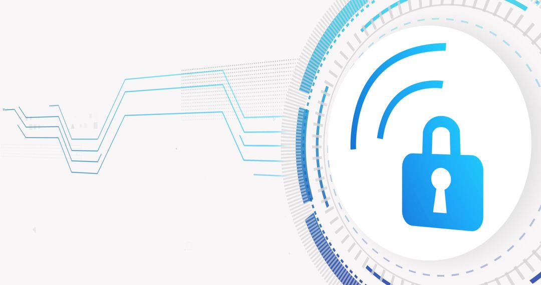 Cybersecurity Lock Symbol with Digital Interface