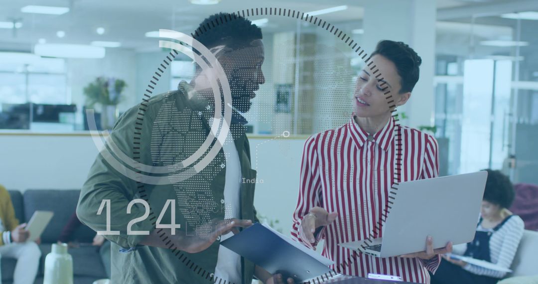 Diverse Professionals Discussing With Digital Interface Concept