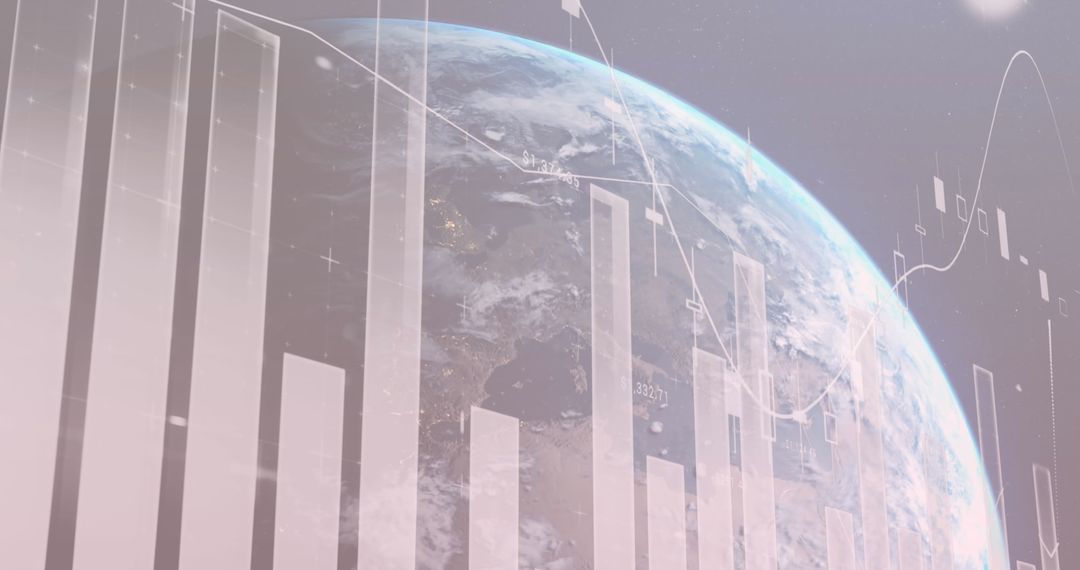 Global Financial Data and Analytics Overlay with Planet Earth