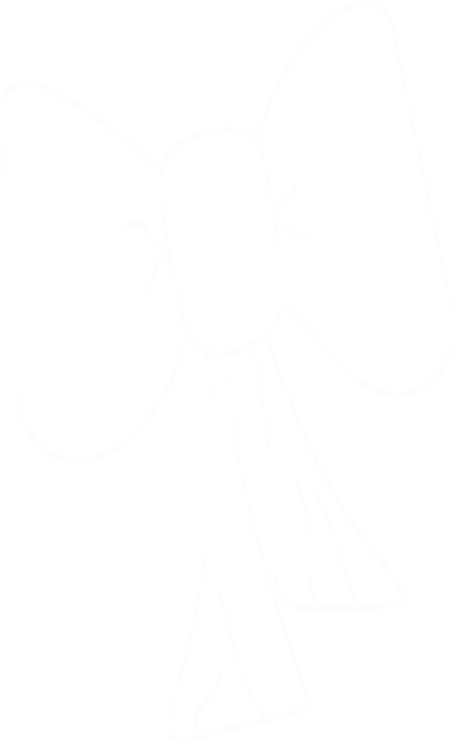 Stylized Ribbon Bow Outline on Transparent Background