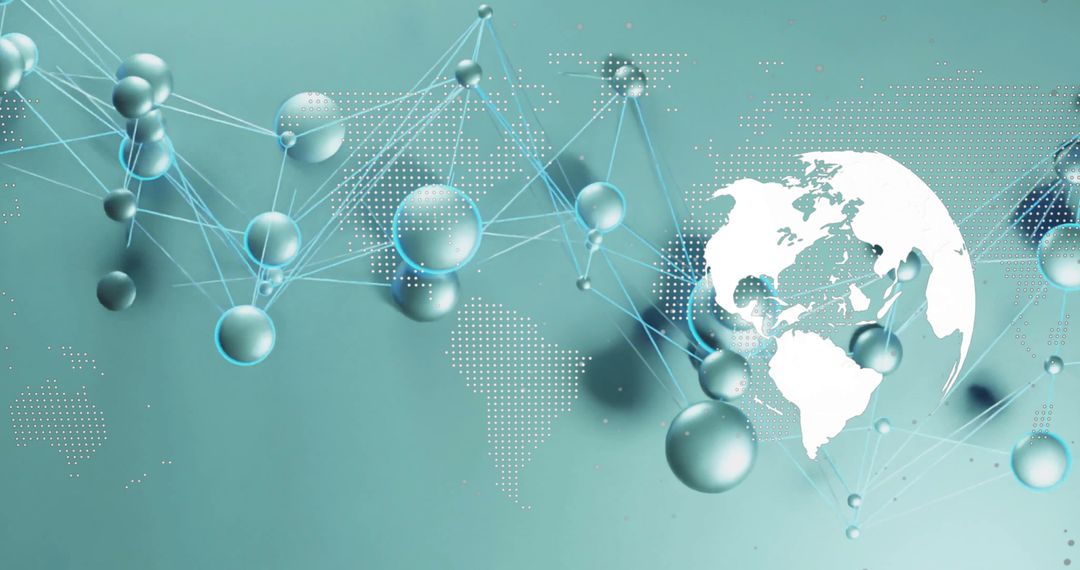 Abstract Global Network Connections Around Digital World Map