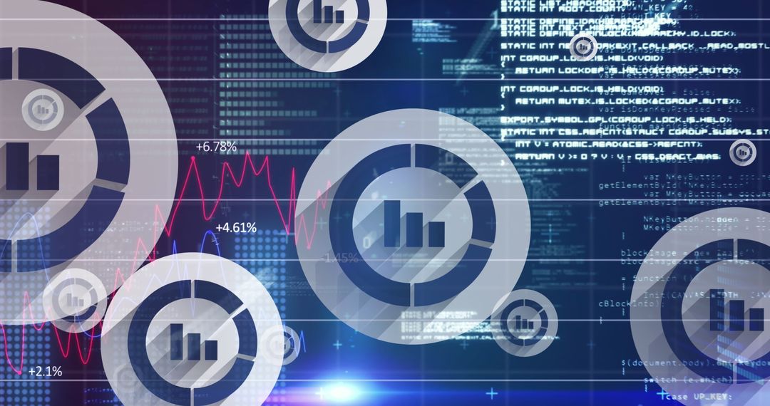 Futuristic Data Analytics Interface with Charts and Code