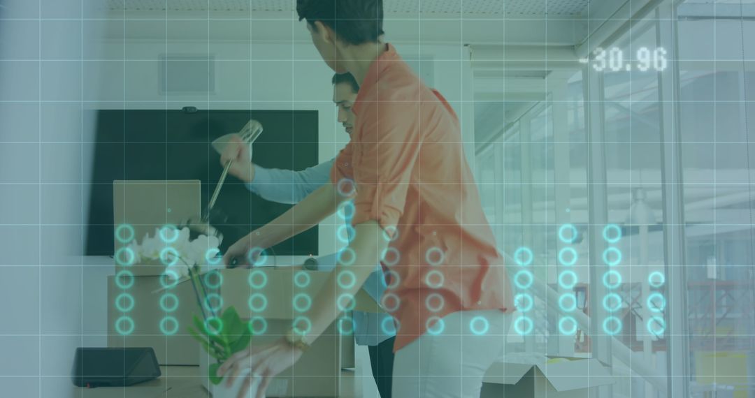 Business Collaboration and Financial Data Analysis in Modern Office