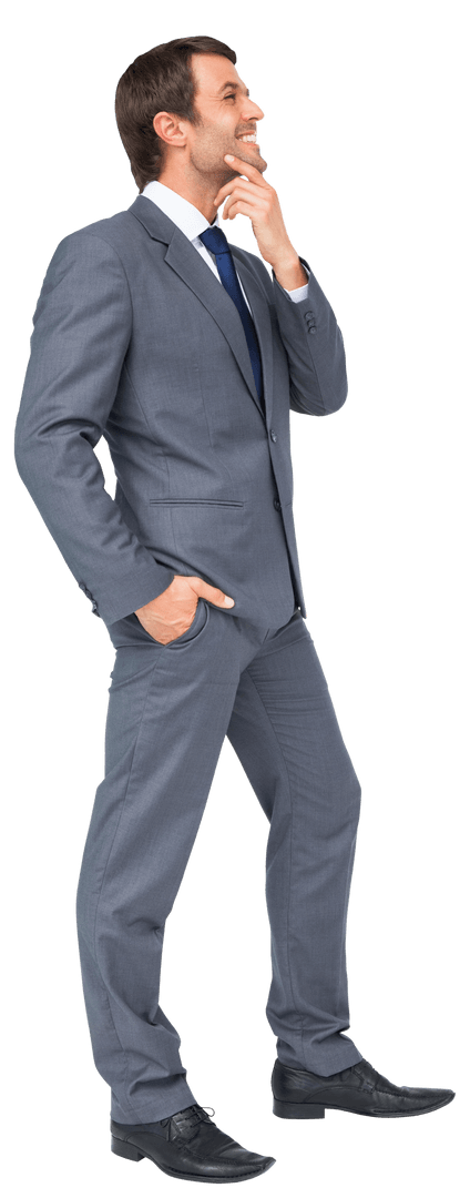Confident Caucasian Businessman Standing Thoughtfully Transparent Background