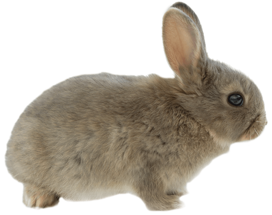 Side Profile of Adorable Brown Rabbit on Transparent Background