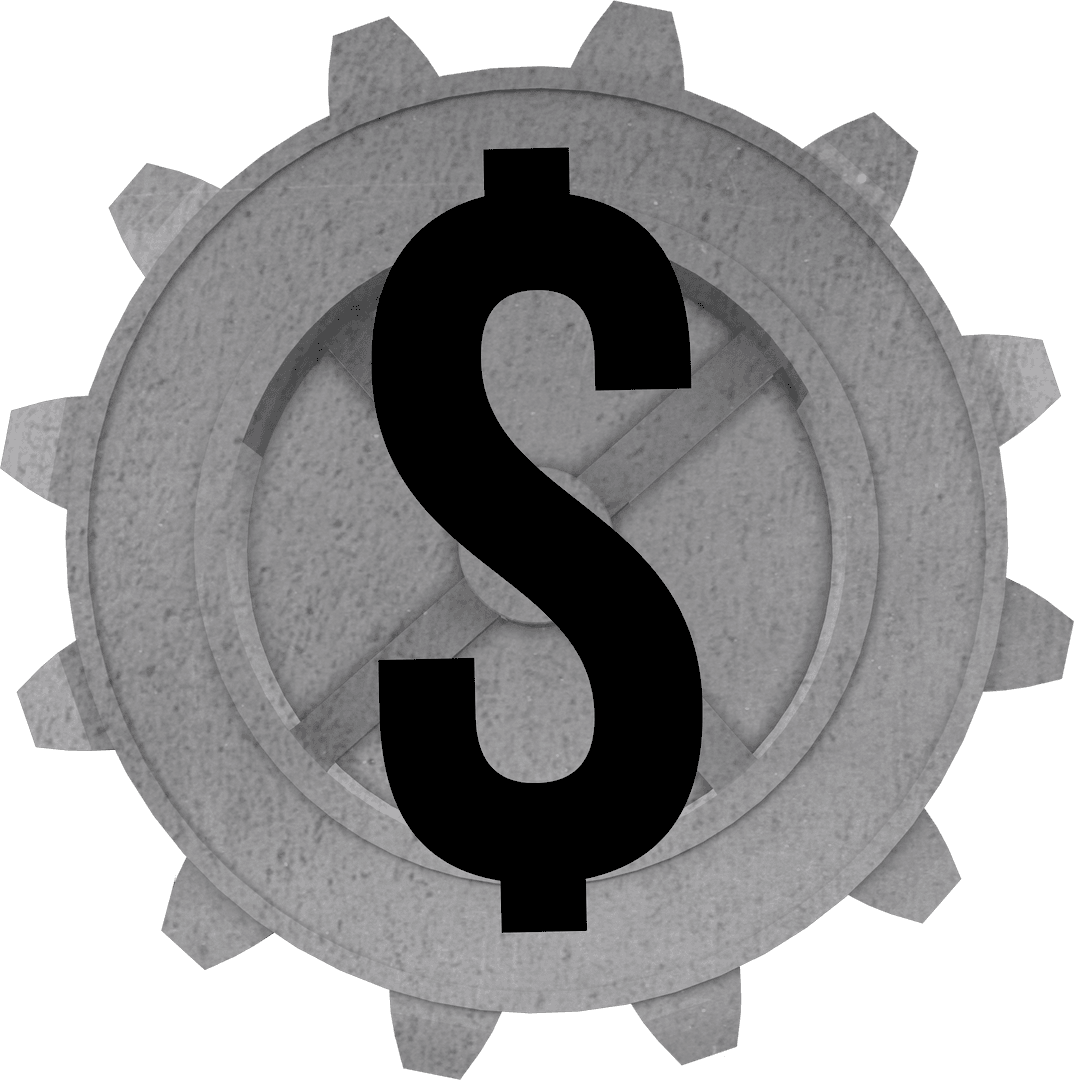 Transparent Cogwheel Design with Dollar Symbol for Financial Concepts