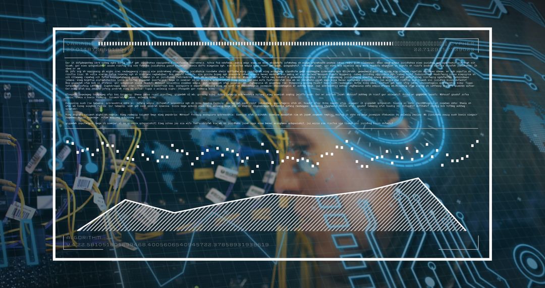 Woman Analyzing Data Streams in High-Tech Environment