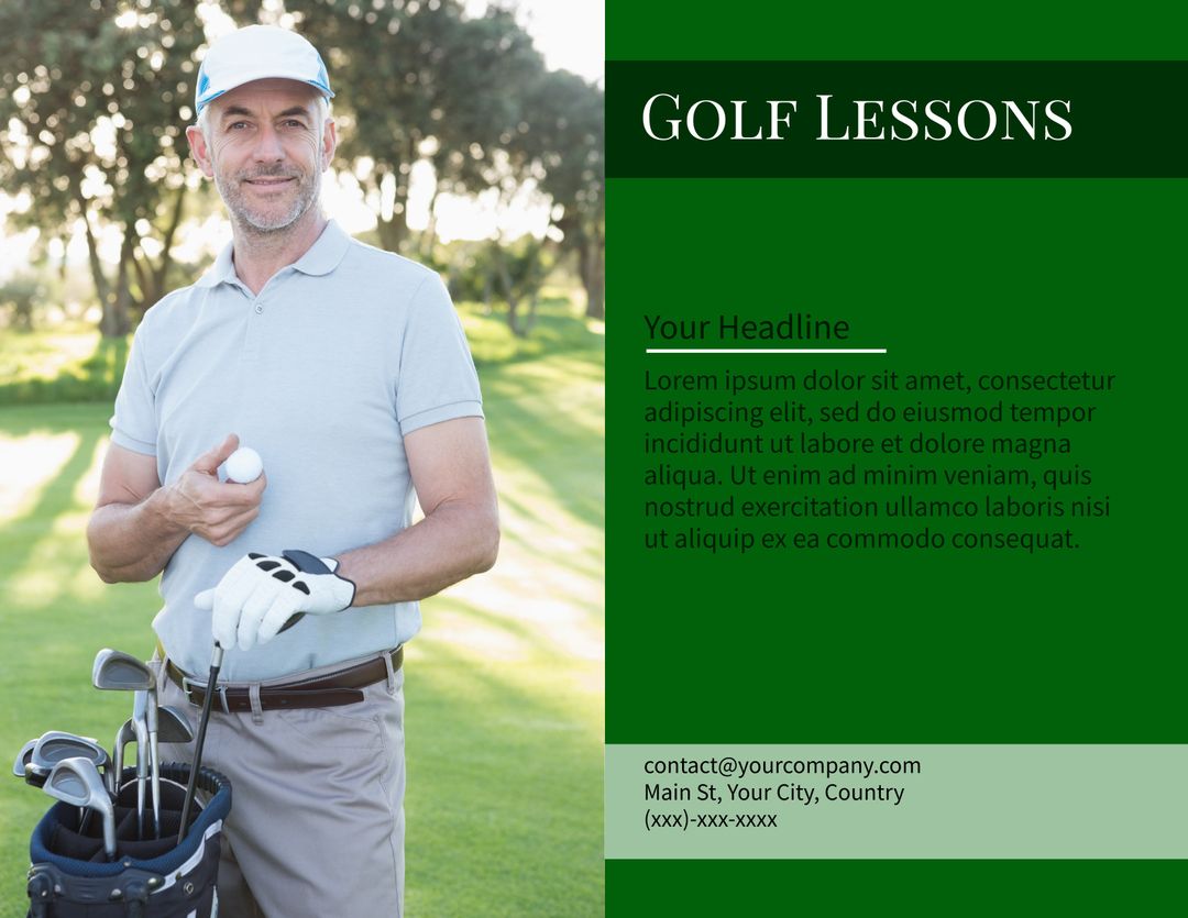 Golf Instructor Offering Lessons at Scenic Course - Download Free Stock Templates Pikwizard.com