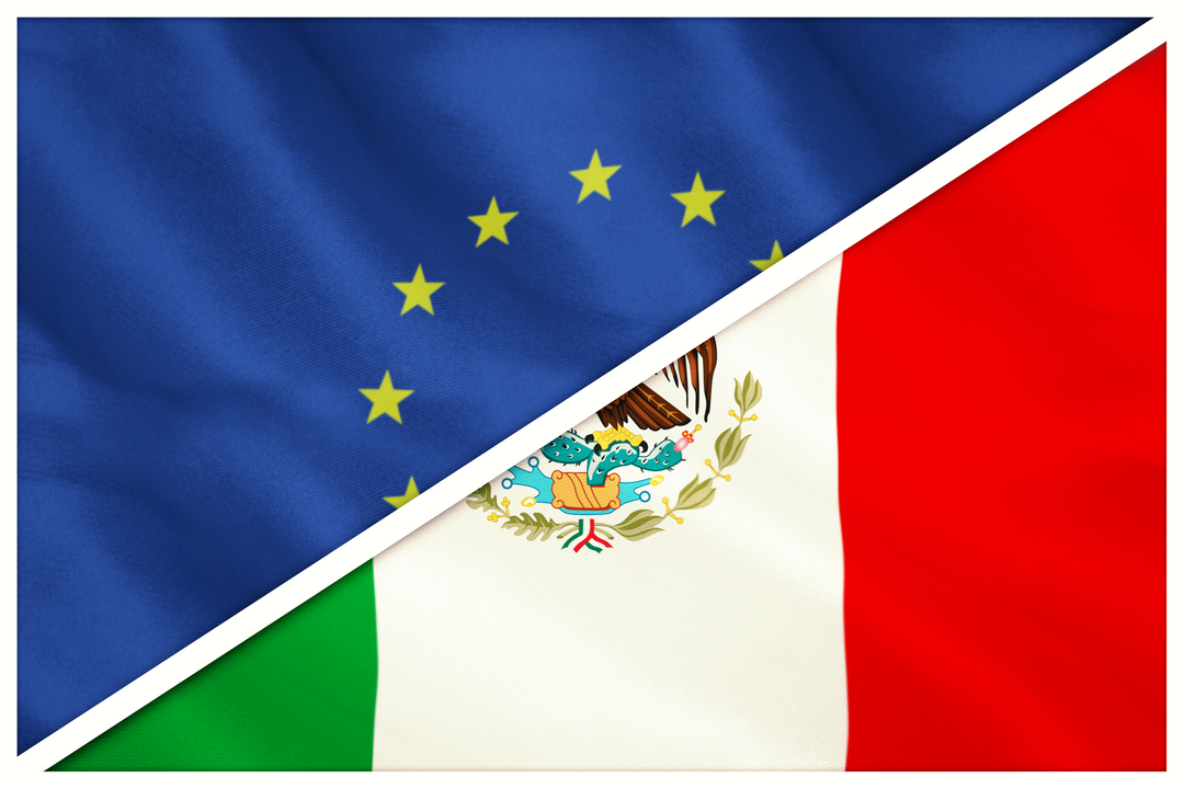 Split View of Wave-patterned European and Mexican Flags with Transparent Divider - Download Free Stock Images Pikwizard.com