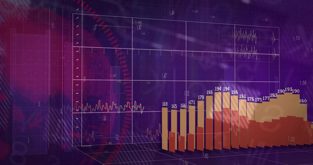 Futuristic 3D Bar Graph on Digital Financial Dashboard
