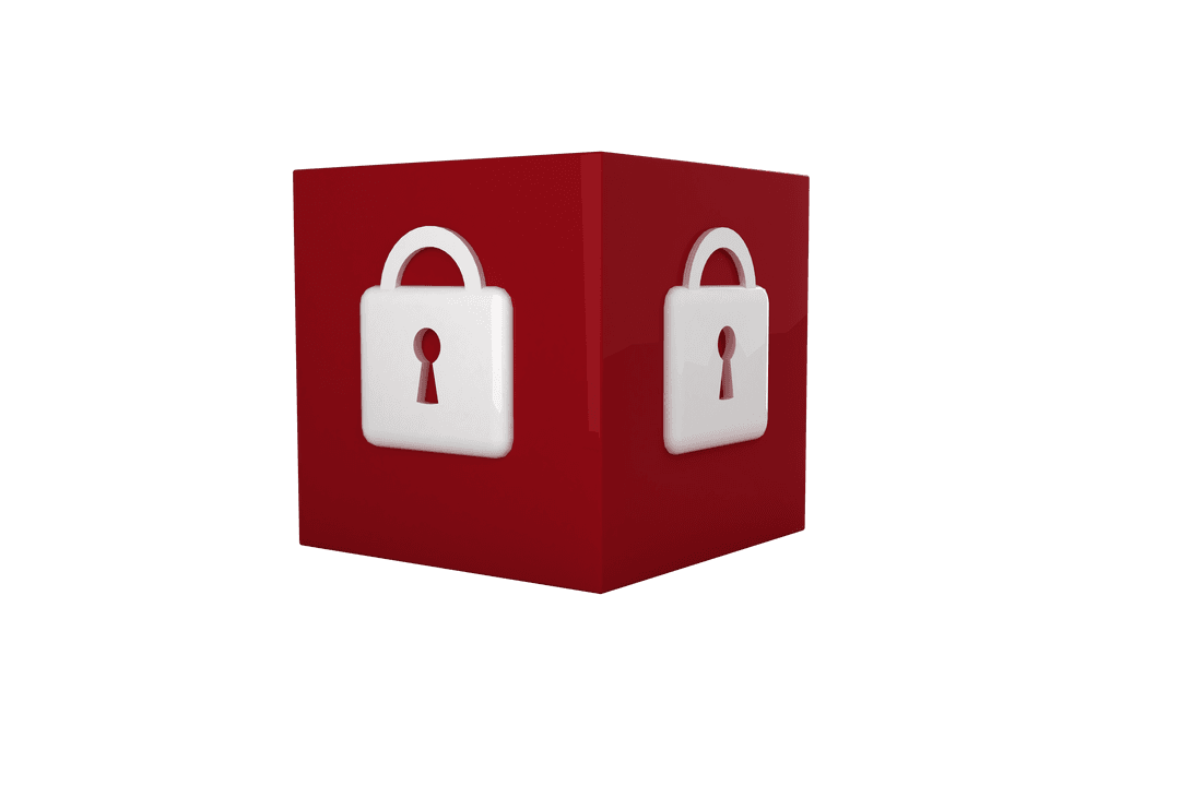 Red Cube with Padlock Symbol on Transparent Background for Security - Download Free Stock Images Pikwizard.com