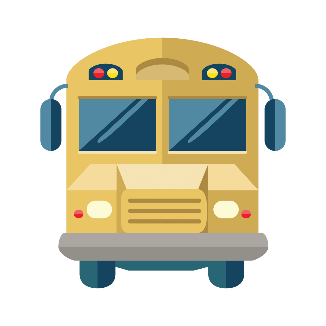 Yellow School Bus Vector Illustration on Transparent Background