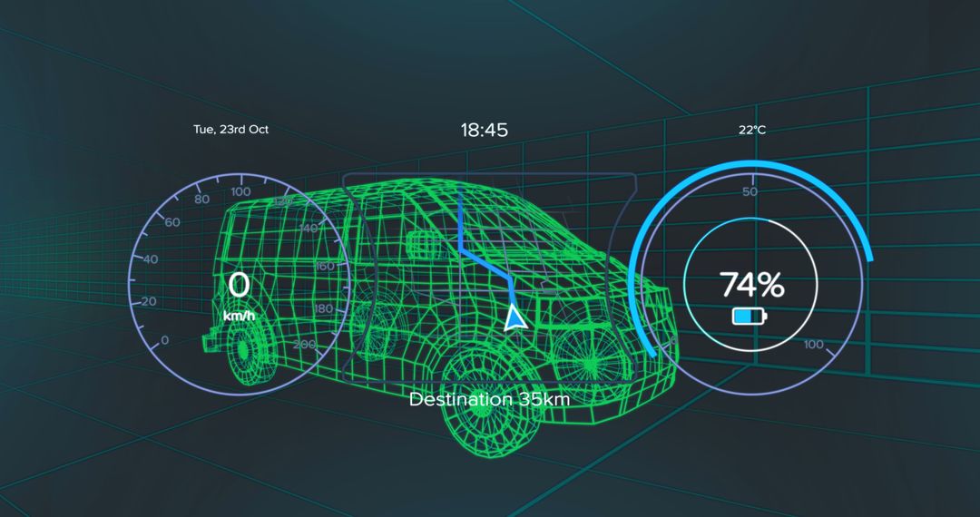 3D Car Model with Data Overlay for Futuristic Connectivity