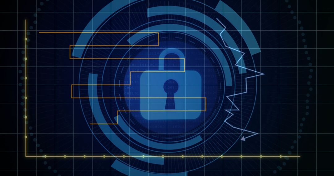 Digital Data Protection Visual with Futuristic Lock Design