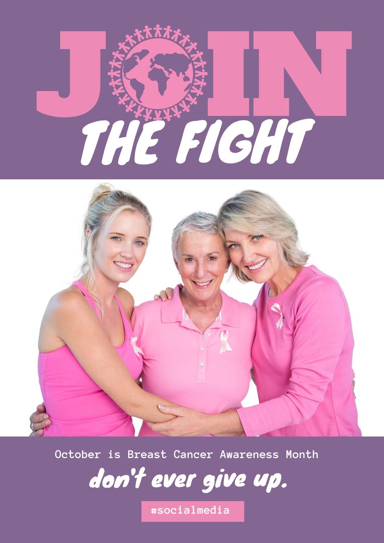 Breast Cancer Awareness Month Support: Women in Pink Embracing - Download Free Stock Templates Pikwizard.com