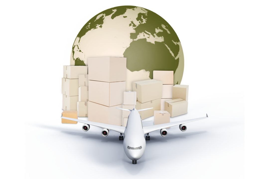 Transparent Illustration of Airplane and Cargo Boxes Around Globe - Download Free Stock Images Pikwizard.com