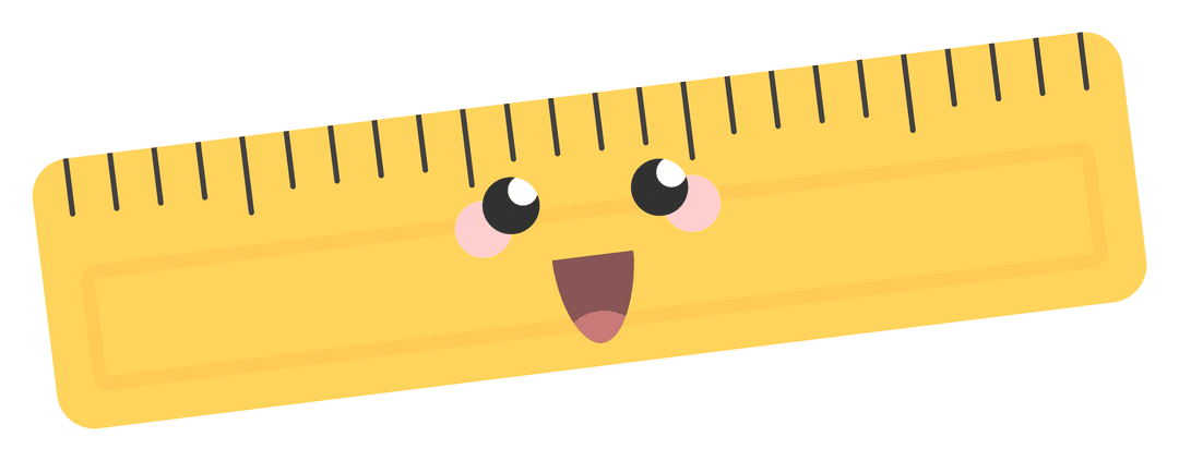 Whimsical Smiling Cartoon Ruler with Transparent Background