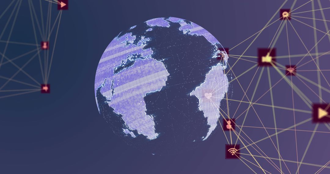 Digital Globe Connected with Network Nodes Representing Communication - Free Images, Stock Photos and Pictures on Pikwizard.com